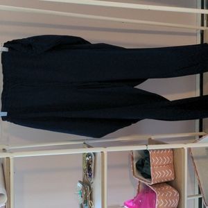 Drawstring Navy Pants with seam detail in leg